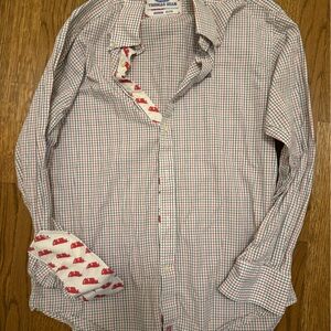 Thomas Dean red and blue Checkered Ole Miss Button Down Shirt